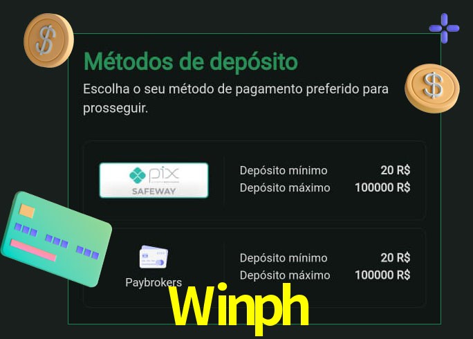O cassino Winph oferece uma grande variedade de métodos de pagamento